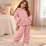 Pink Fleece Hoodie Set