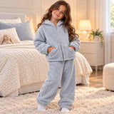 Grey Fleece Hoodie Set