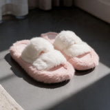 Pink Fluffy Fur Strap Kids Slide Slippers
