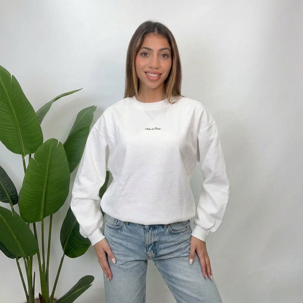 White Aube De Paris Script Sweatshirt