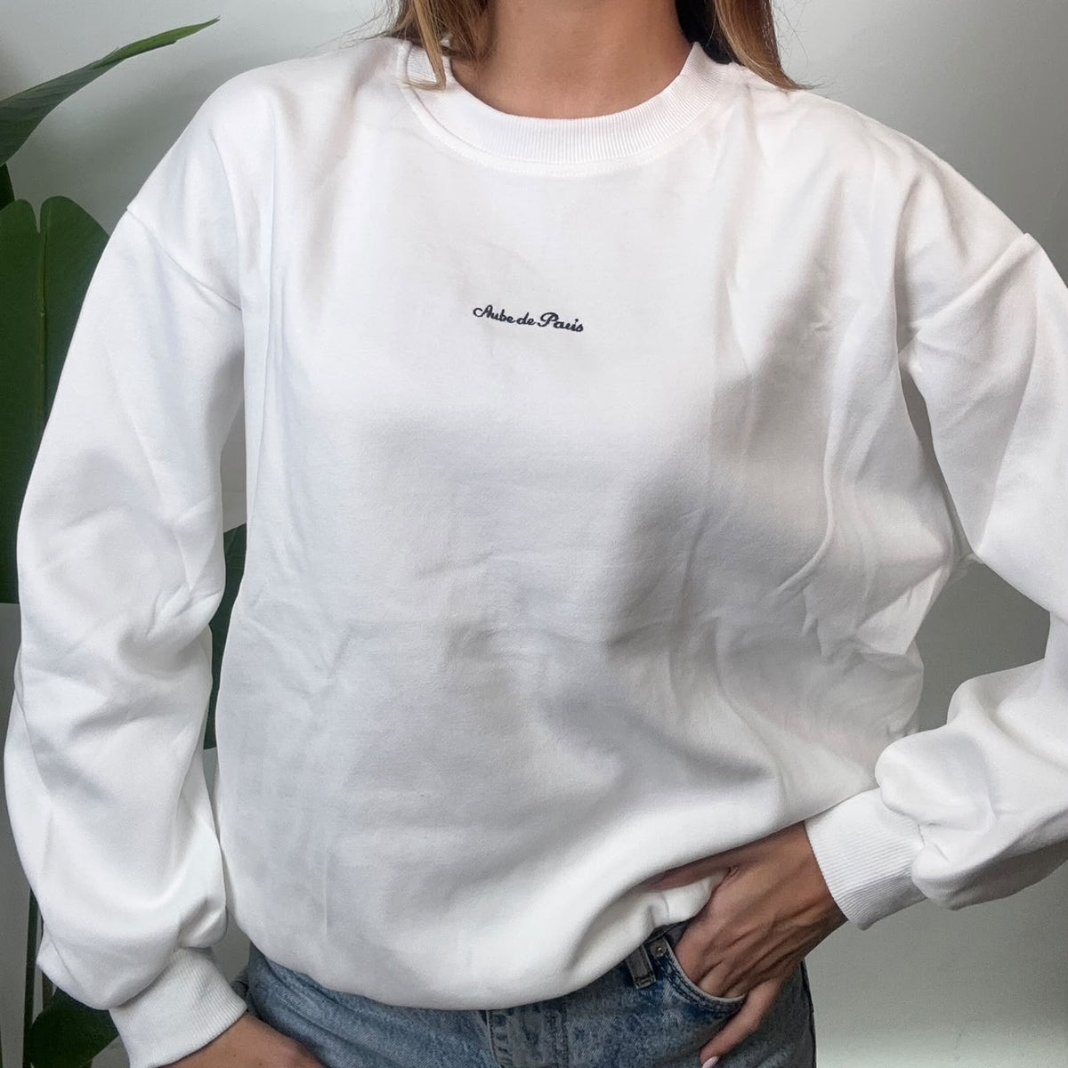 White Aube De Paris Script Sweatshirt