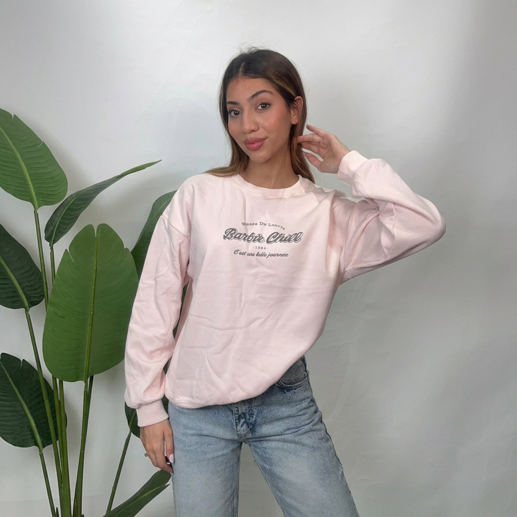 Pink Barbie Chill Script Sweatshirt