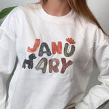 White January Puppy Print Sweatshirt