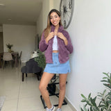 Mauve Teddy Fleece Zip Jacket