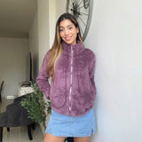 Mauve Teddy Fleece Zip Jacket