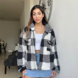 Black and White Buffalo Check Sherpa Shacket