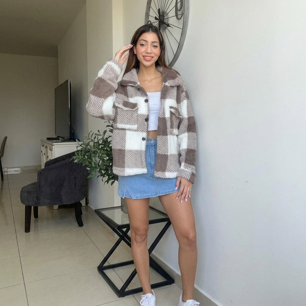 Brown Buffalo Check Sherpa Shacket