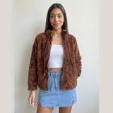 Brown Teddy Fleece Zip Jacket