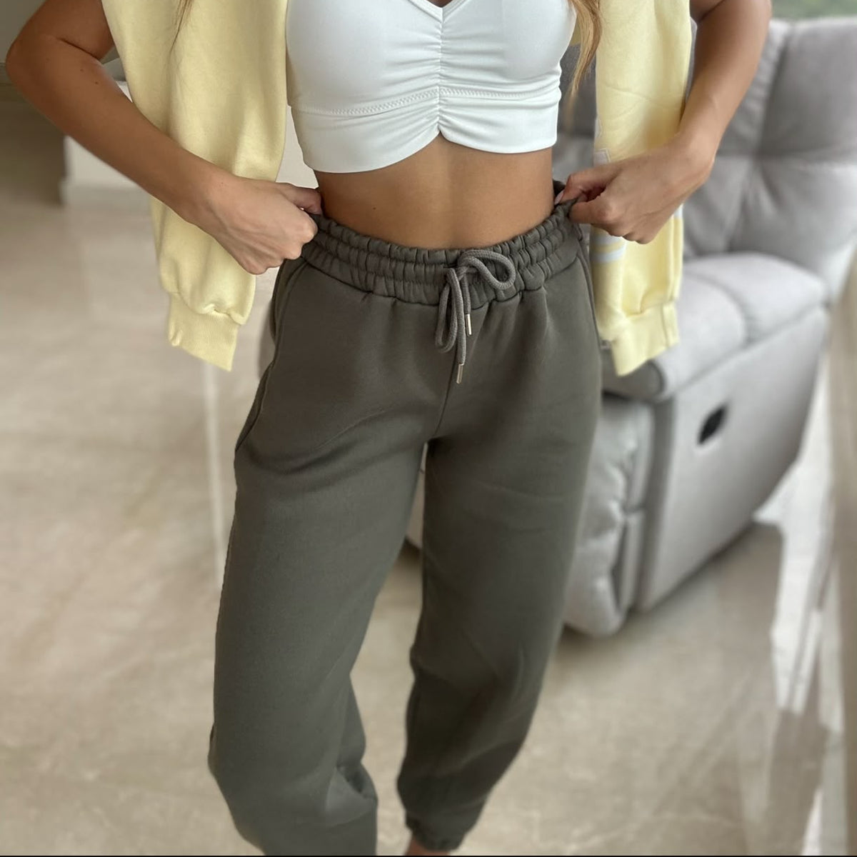 Olive Cuffed Drawstring Joggers