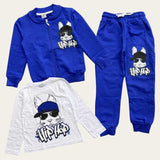 White-Blue Hip Hop Jogging Set S-143