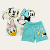 White-Blue Mickey & Friends Shorts Set