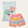 White-Coral Candy Shorts Set