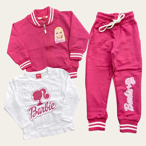 White-Fuchsia Barbie Jogging Set 8