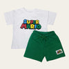 White-Green Super Mario Shorts Set