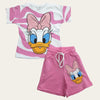White-Pink Daisy Duck Shorts Set
