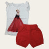 White-Red Elsa Shorts Set