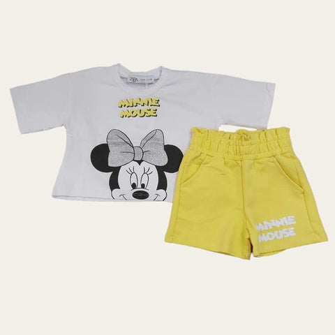 White-Yellow Minnie Mouse Shorts Set 5