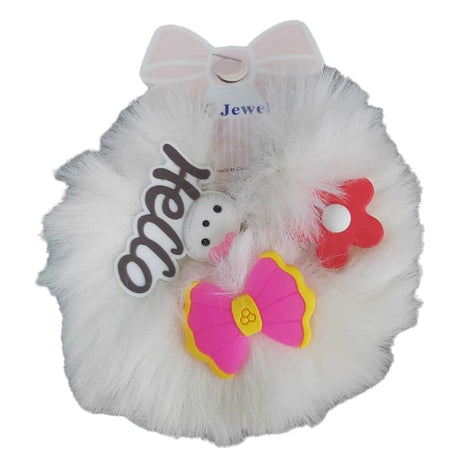 White Cartoon Fluffy Hair Ties 1 