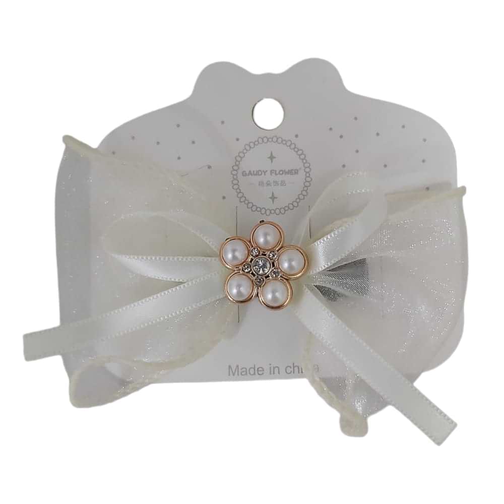 White Flower Bow Hairpins 