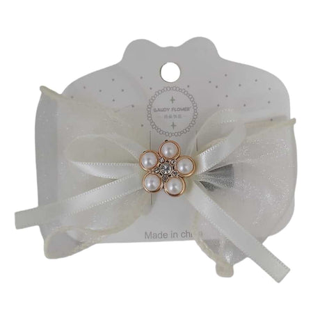 White Flower Bow Hairpins 