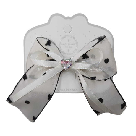 White Hearts Bow Hairpins 