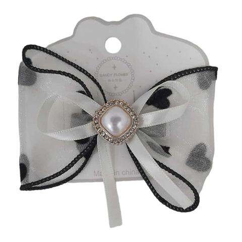 White Hearts Bow Hairpins 1