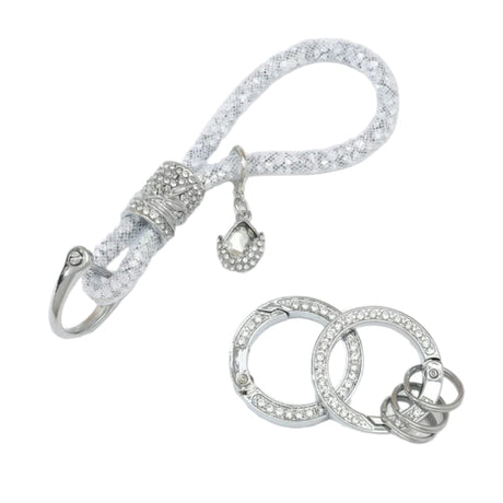 White Rhinestone Keychain