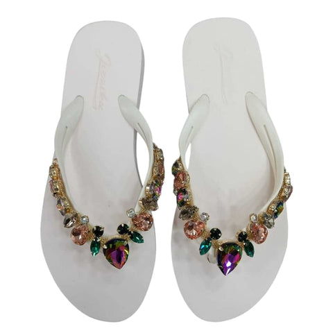 White Rhinestone Slippers