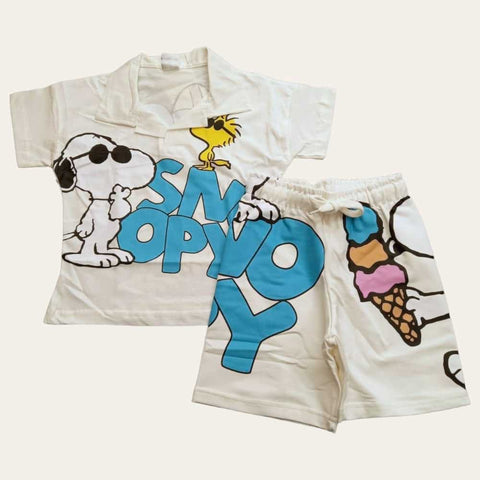 White Snoopy Shorts Set 1