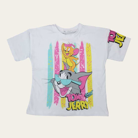 White Tom And Jerry T-Shirt