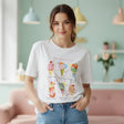 White tshirt with colorful ice cream cone design