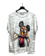 Oversized white tshirt with a colorful graphic of Mickey Mouse wearing glasses on the front