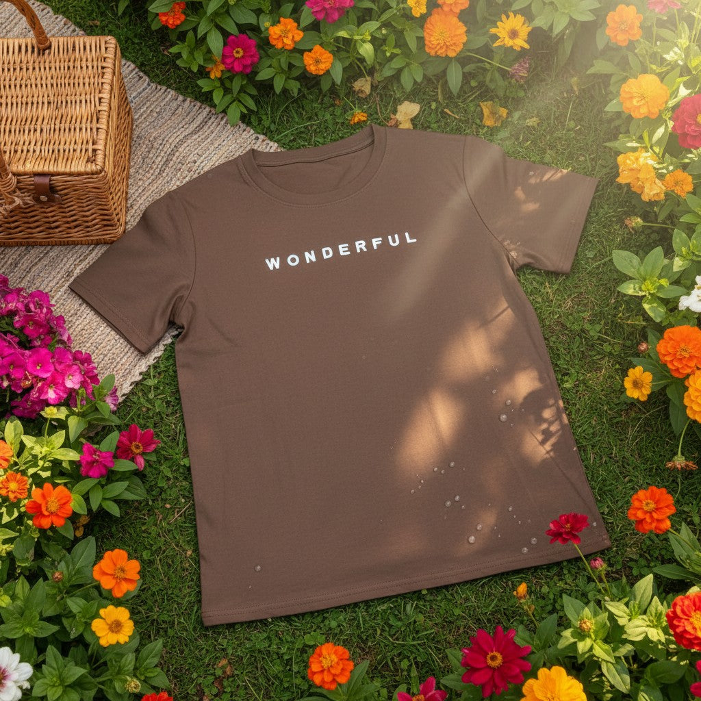 Brown Wonderful slogan women's t-shirt