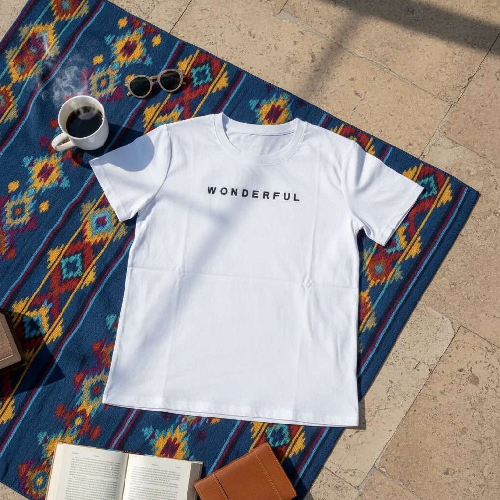 White Wonderful slogan women's t-shirt