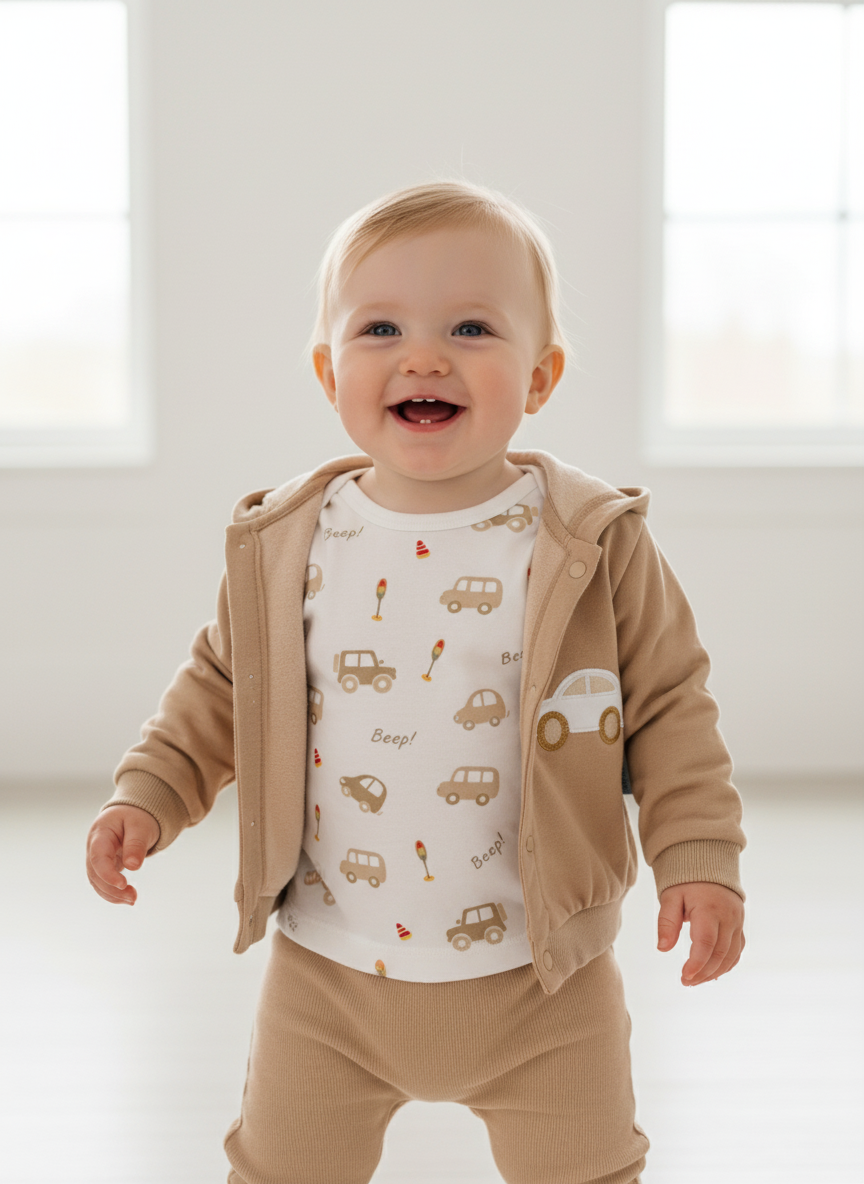 Brown car newborn set