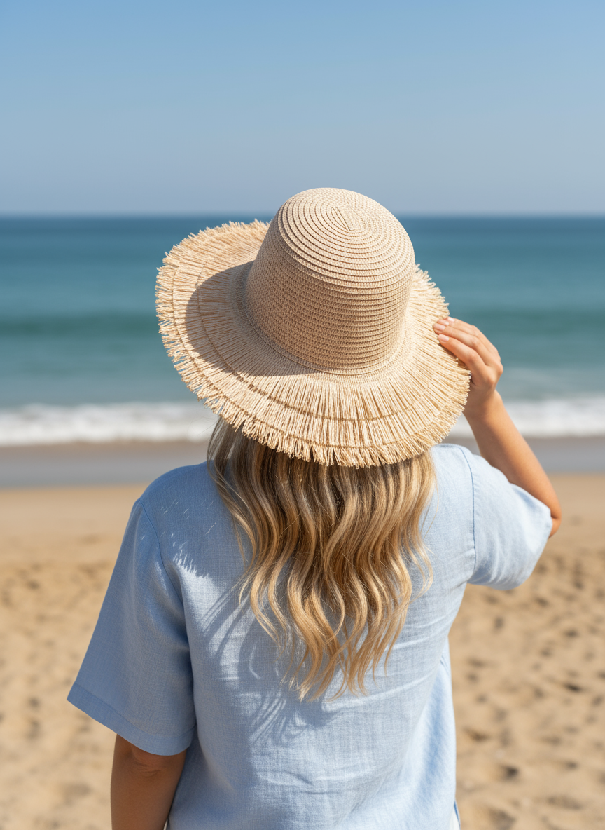 Straw beach hat