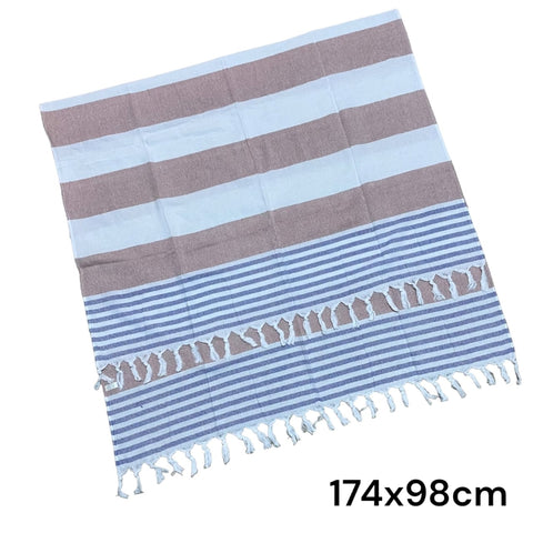 Brown And Blue Stripped Beach Towel