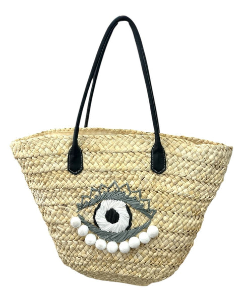 Straw Eye Design Beach Bag