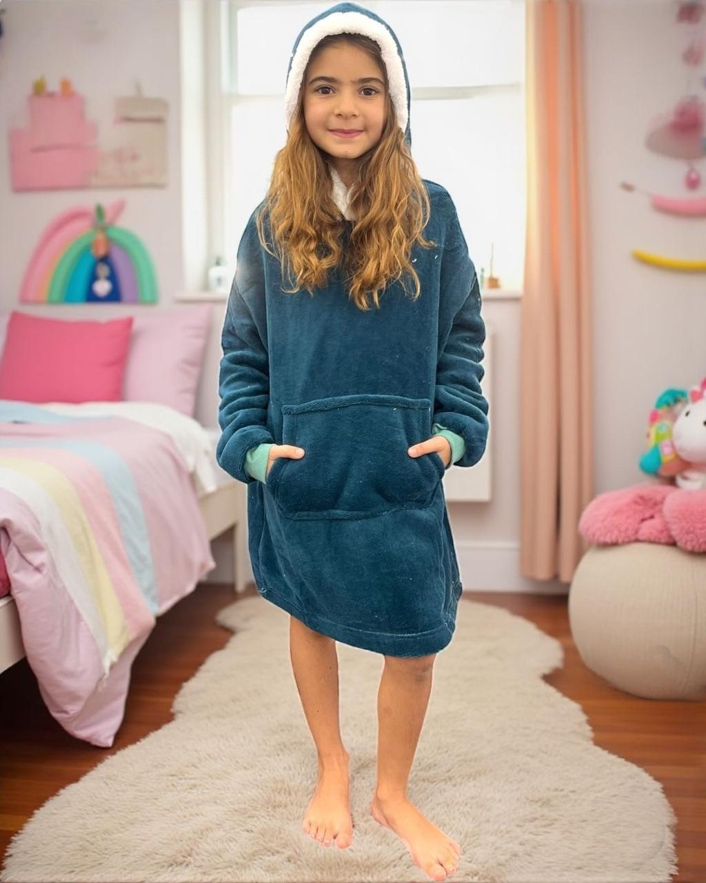 Navy kids hooded blanket
