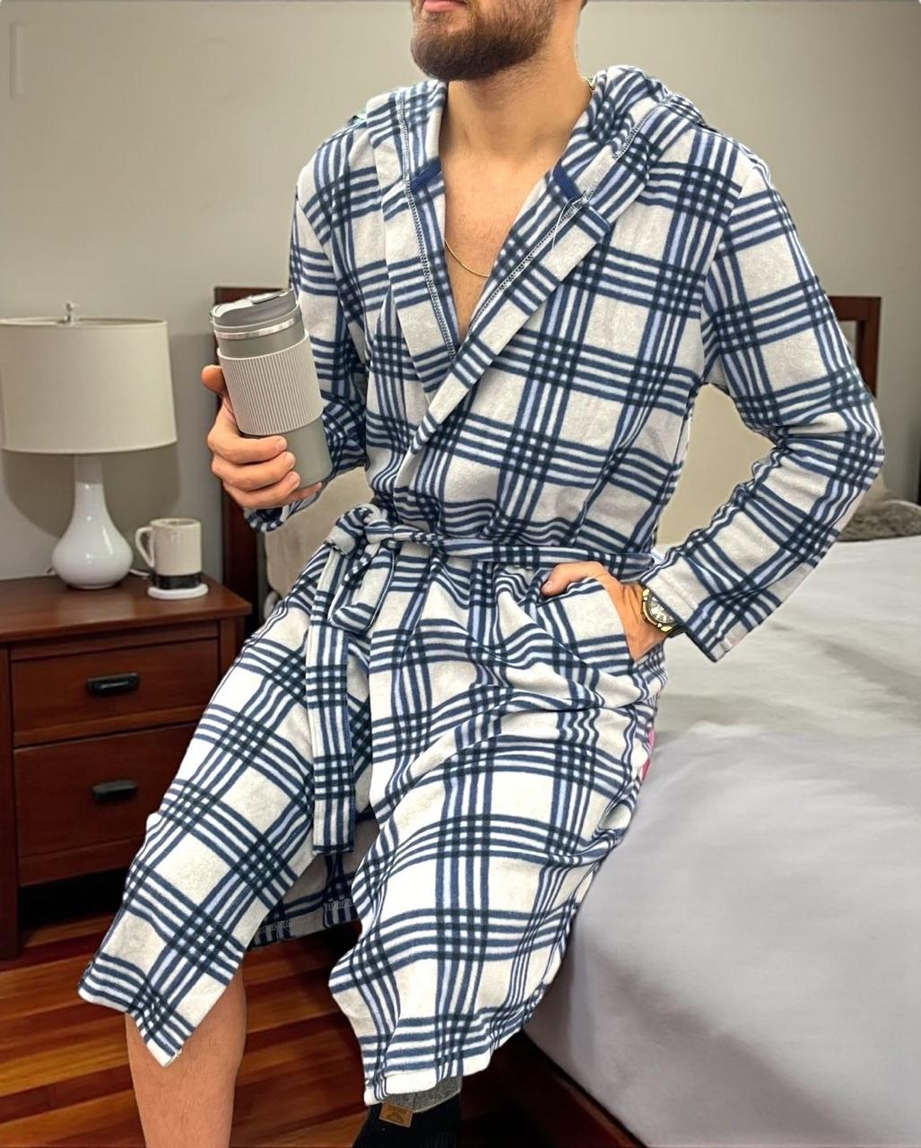 Checkered Fleece Robe 1 S-16