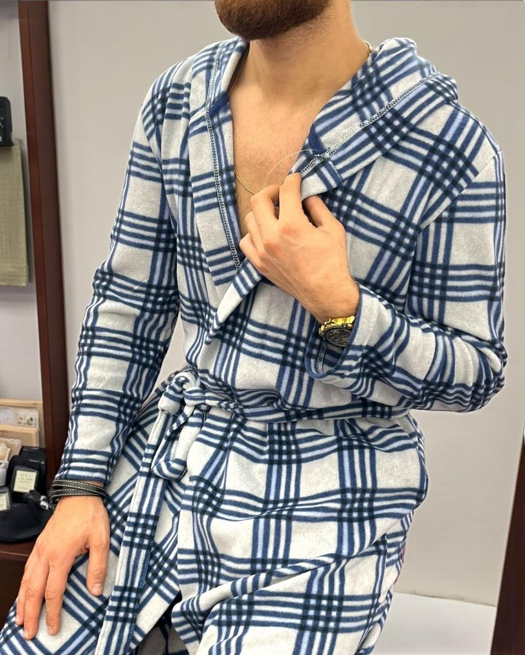 Checkered Fleece Robe 1 S-16