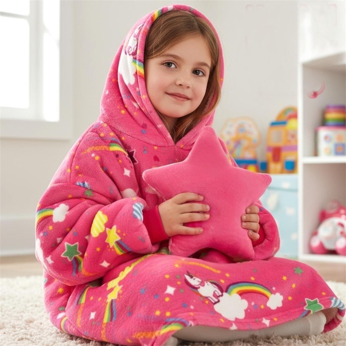 Pink Unicorn Hooded Blanket