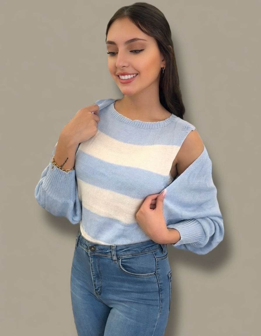 Blue Top & Cardigan