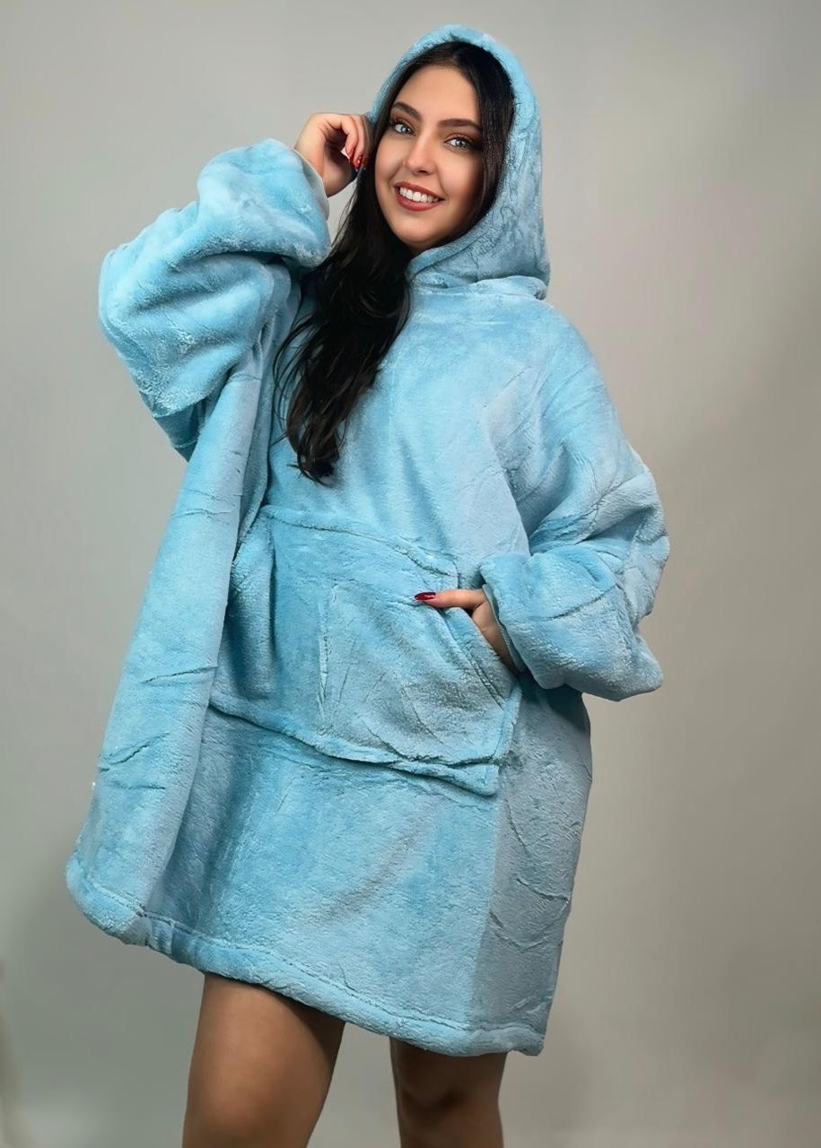 Light-Blue Hodded Blanket