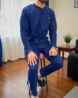 Simple Dark Blue Fleece Pajama