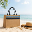 Handmade jute beach bag with blue beaded trim and tassel fringe, Jack Gifts Online Lebanon