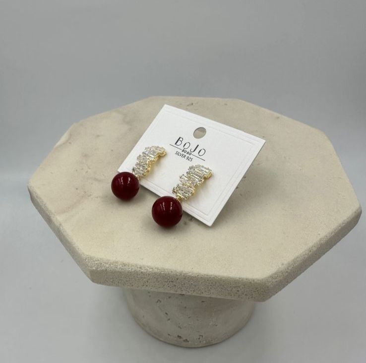 Ruby Glam Stud Earrings