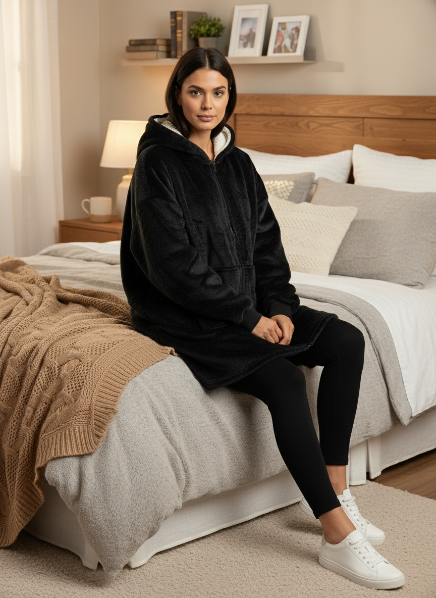 Black Hooded Blanket w zipper