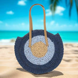 Navy Blue Circular Beach Bag