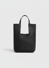 Black Woven Tote Bag Set with Inner Pouch